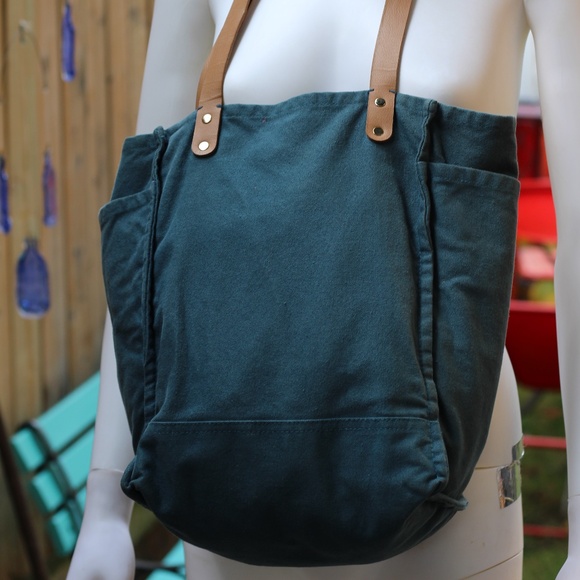FEED PROJECTS Canvas Market Tote in Blue Teal - Picture 5 of 6